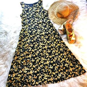 Vintage No Name Butter Rose Maxi Sun Dress
